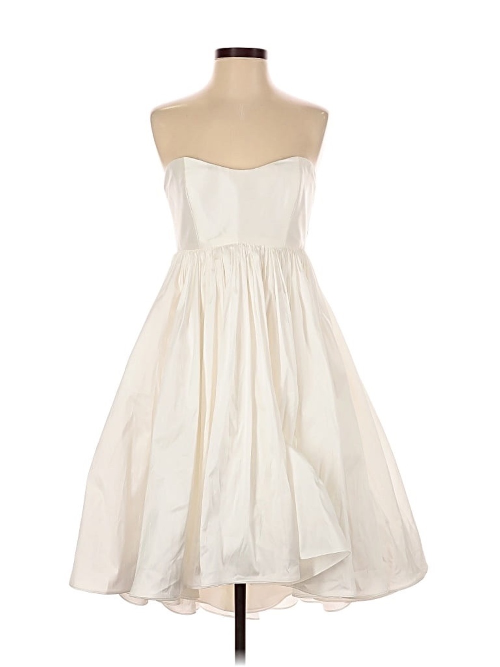 Amsale Strapless Cream Midi Dress with Full Skirt